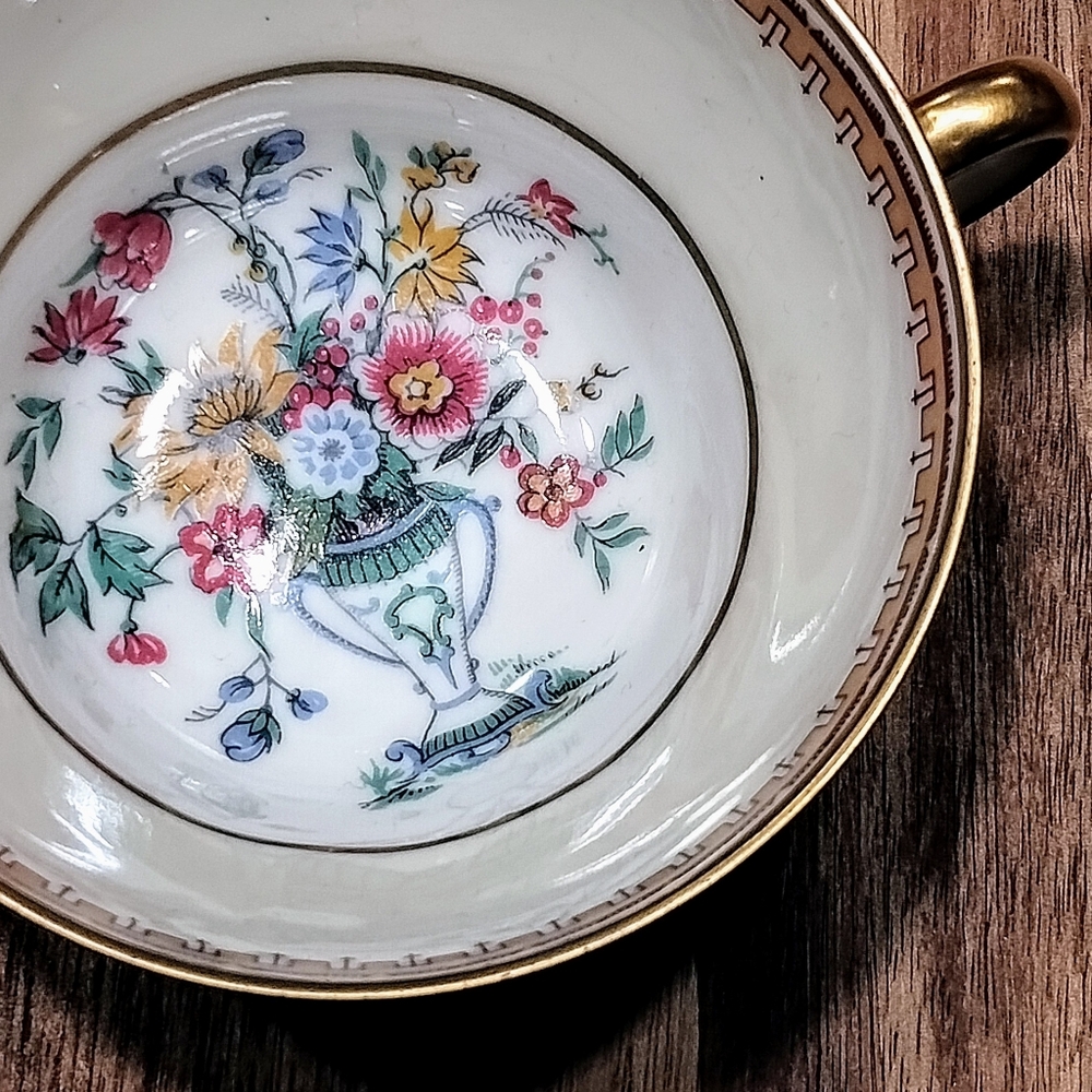 Floral Gold-Trimmed Bowl